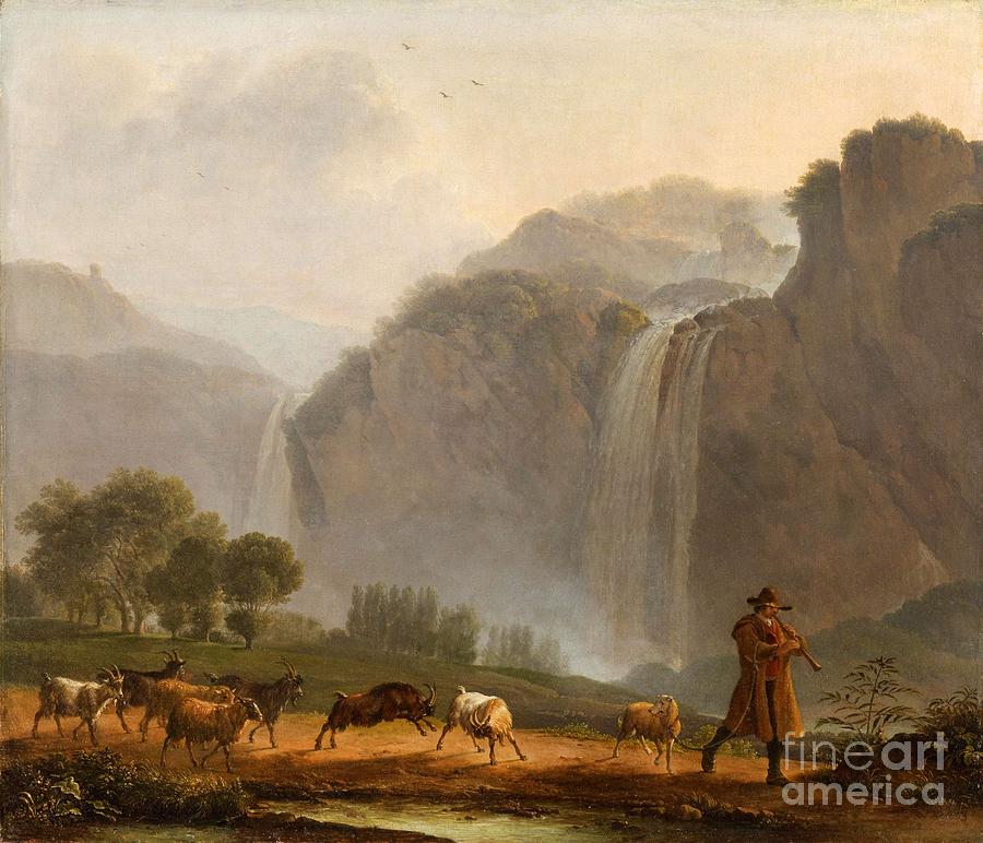 An Italianate Mountain Landscape with a Piping Goatherd Painting by MotionAge Designs