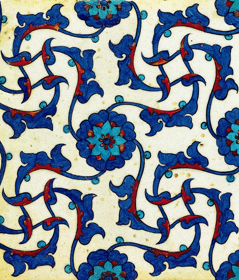 An Iznik Polychrome tile, Turkey, circa 1575, by Adam Asar, No 25b Painting by Celestial Images