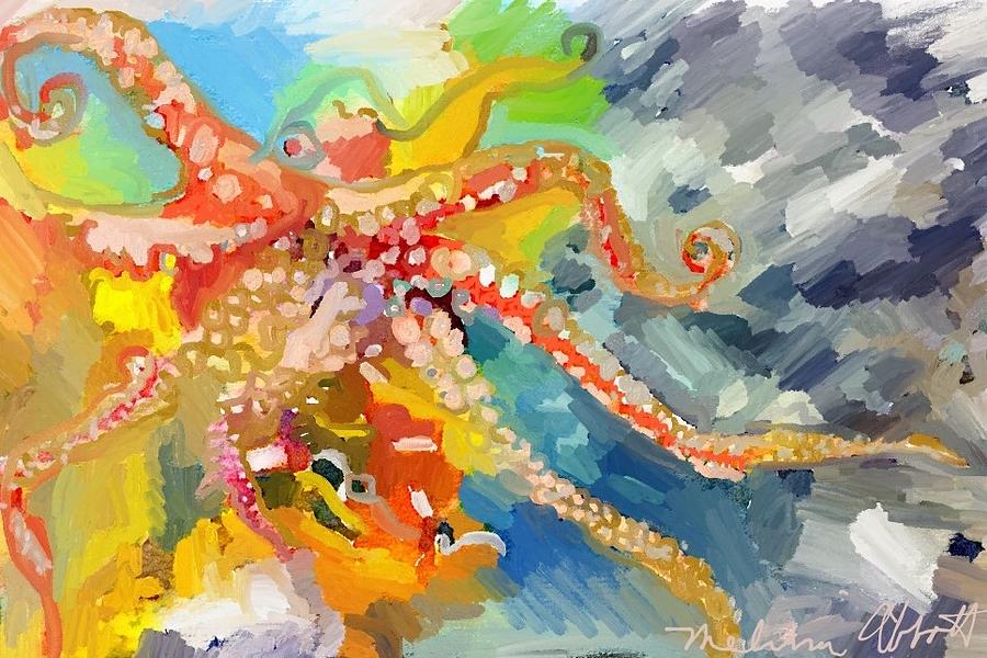 An Octopus Lunch inspired this painting of an Octopus  Painting by Melissa Abbott
