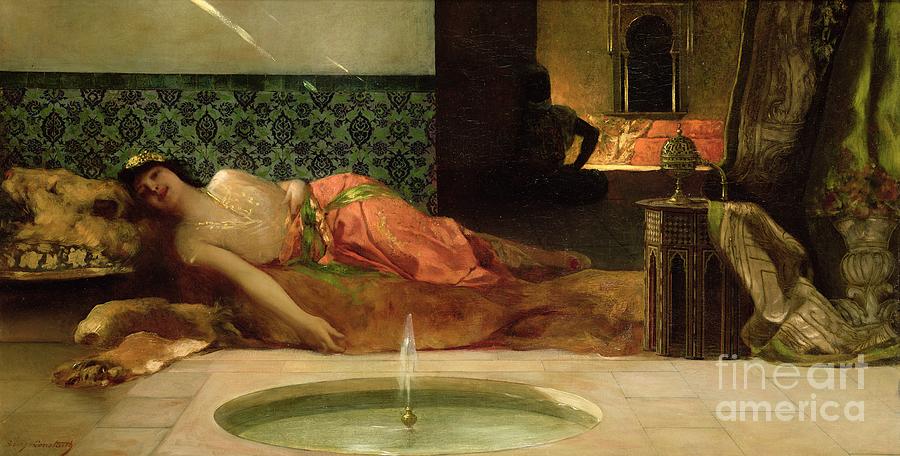Nude Painting - An Odalisque in a Harem by Benjamin Constant