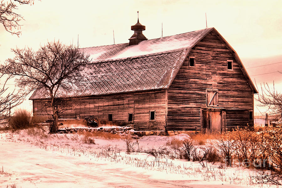 An old barn in the winter Photograph by Jeff Swan