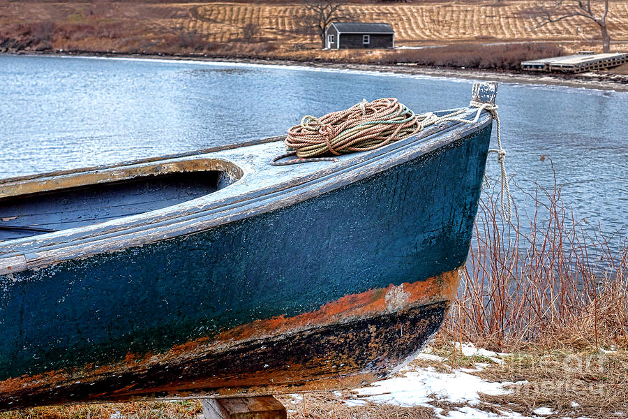 Vintage Photograph - An Old Boat in Winter by Olivier Le Queinec