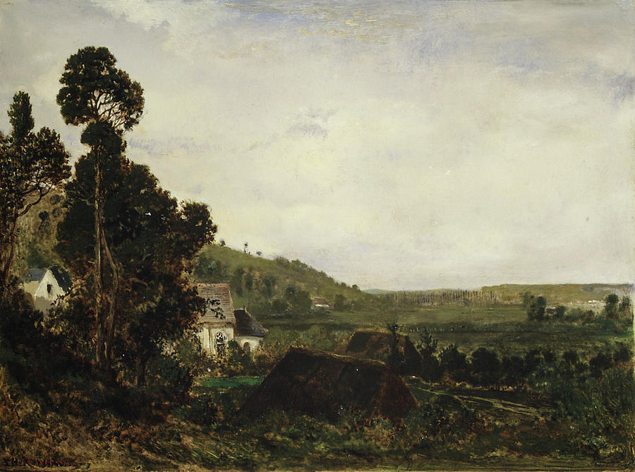 Theodore Rousseau Painting - An Old Chapel in a Valley by Theodore Rousseau