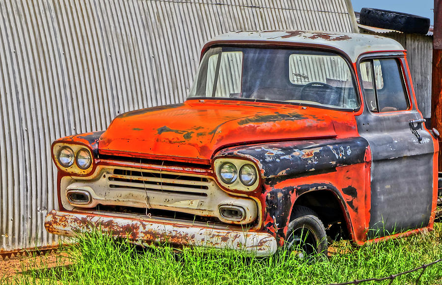 An Old Chevy Pickup Truck In A Junkyard Digital Art