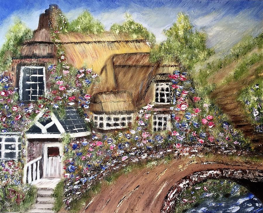 An Old English Cottage Painting by Donna Painter