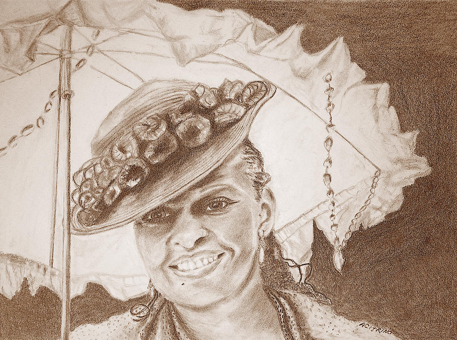 An Old Fashioned Girl in Sepia Drawing by Antonia Citrino
