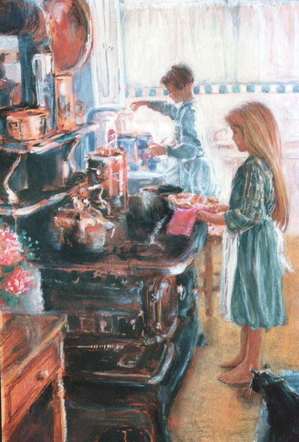 An Old fashioned Kitchen Painting by Linda Crockett