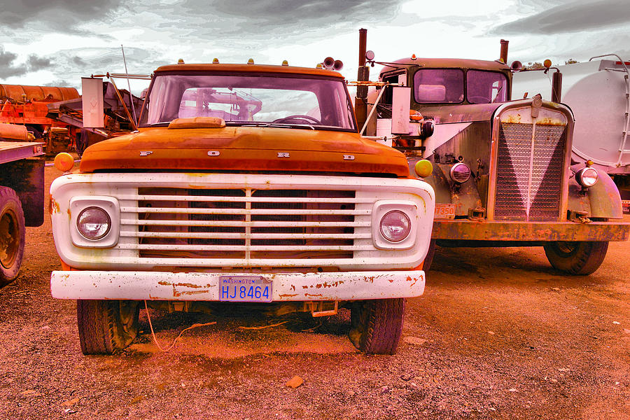 Truck Photograph - An old ford and kenworth by Jeff Swan