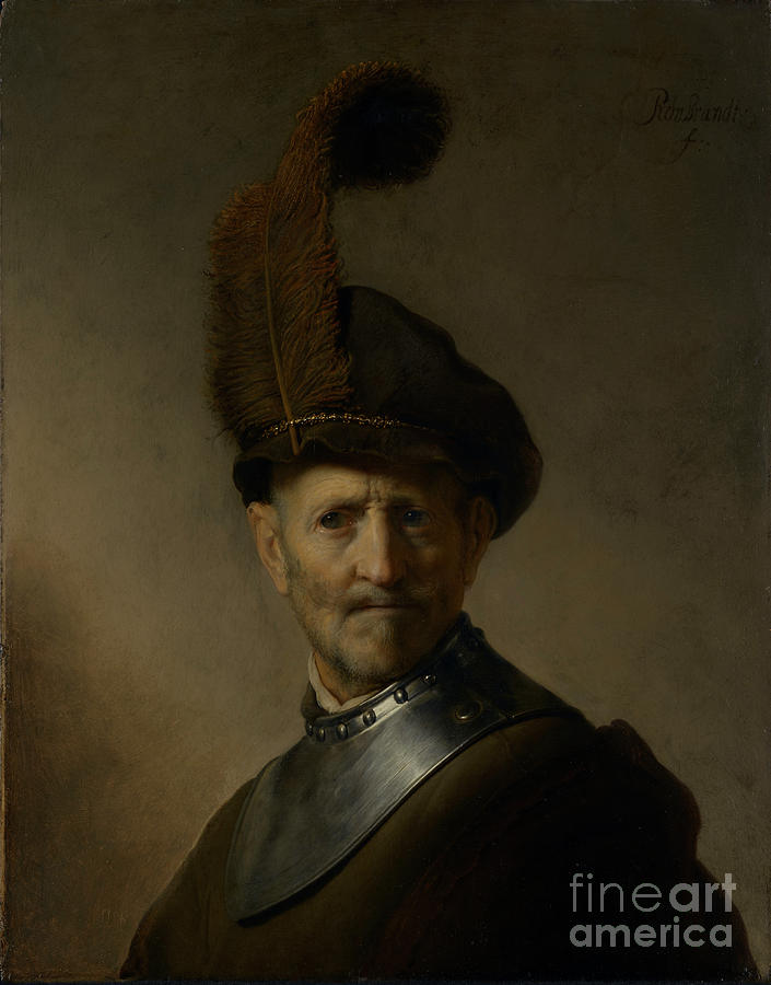 An Old Man in Military Costume by Rembrandt Harmensz. van Rijn  Painting by Esoterica Art Agency