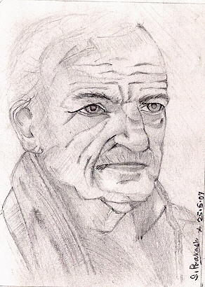 Portrait Painting - An old man by SP Singh