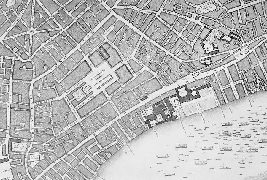 Map Drawing - An Old Map of Covent Garden  by John Rocque