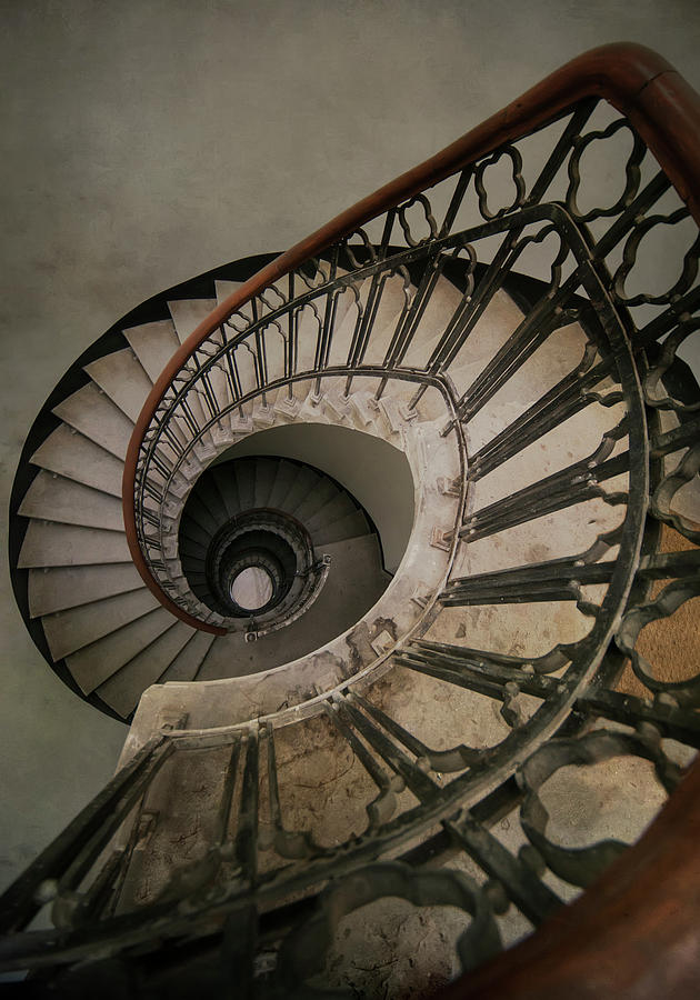 Architecture Photograph - An old spiral staircase by Jaroslaw Blaminsky