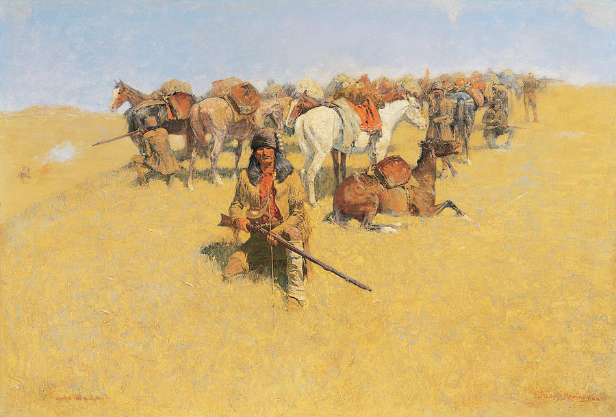 An Old-Time Plains Fight Painting by Frederic Remington | Fine Art America