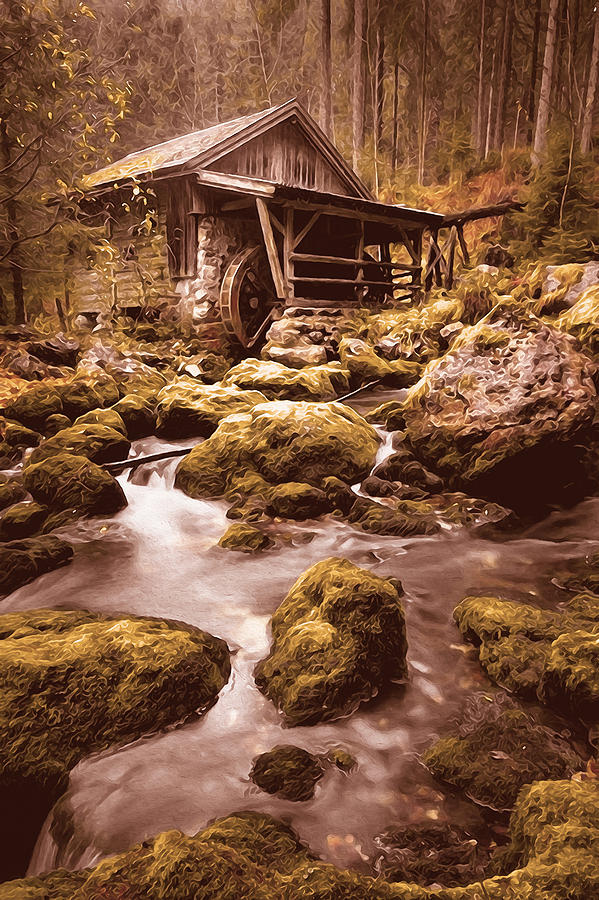 An old watermill - 03 Painting by AM FineArtPrints