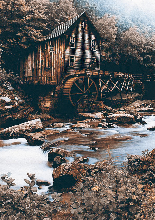 An old watermill - 05 Painting by AM FineArtPrints