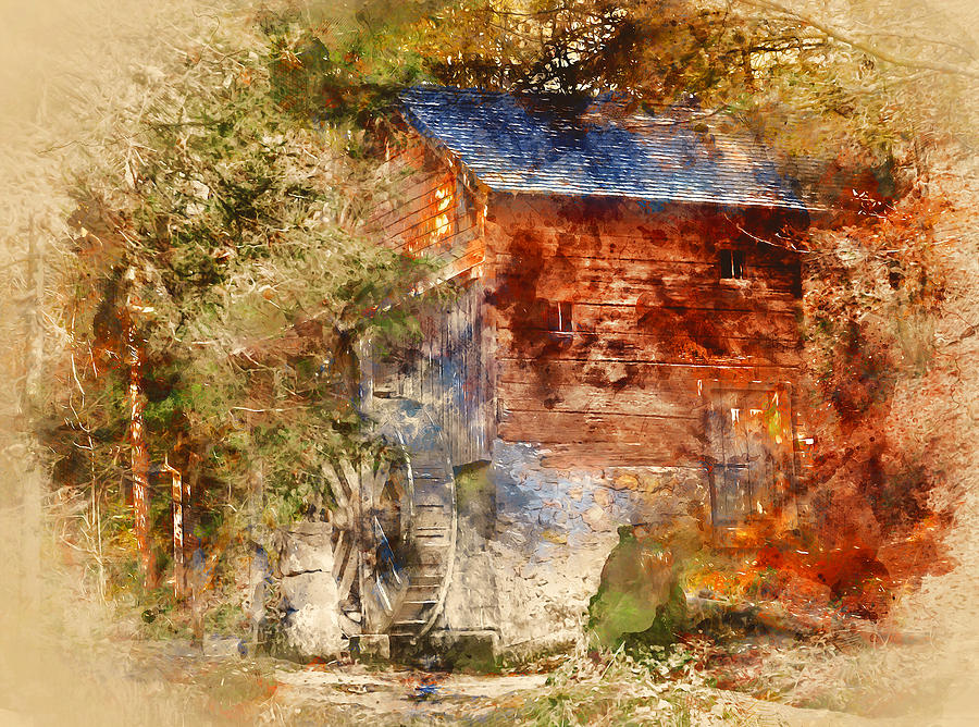 An old watermill - 12 Painting by AM FineArtPrints