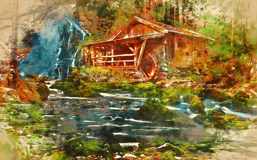 An old watermill - 13 Painting by AM FineArtPrints