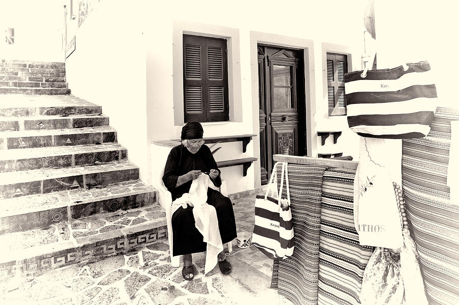 An old woman knit in Karpathos - Greece Photograph by Constantinos Iliopoulos