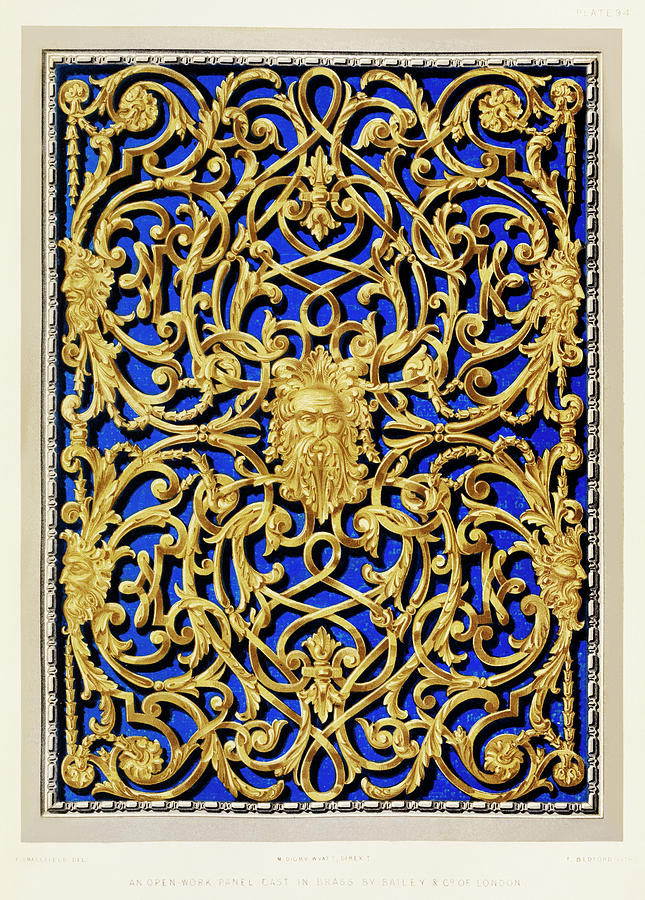 Vintage Painting - An open-work panel cast in brass from the Industrial arts of the Nineteenth Century by Vincent Monozlay