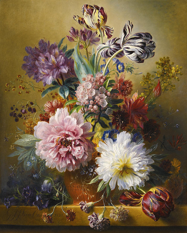 An Opulent Flower Still Life Painting by Georgius Jacobus Johannes van Os