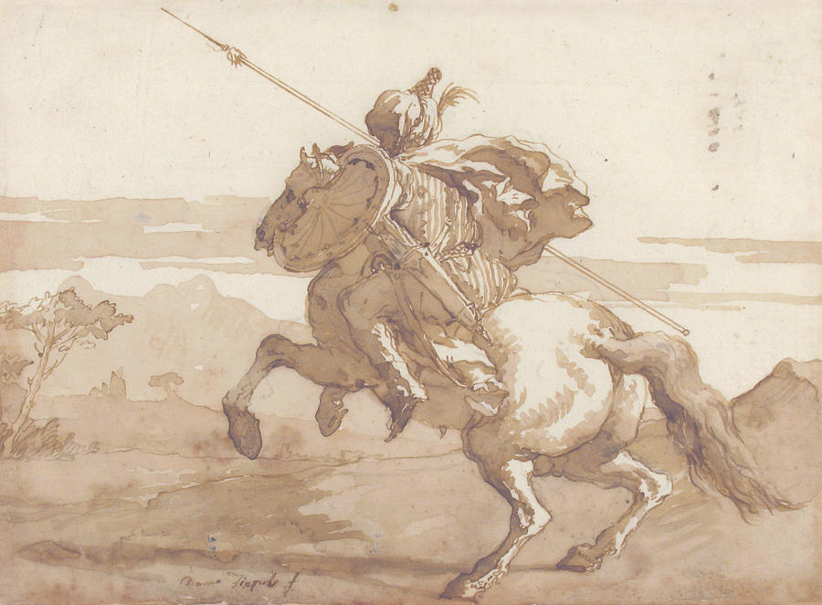 An Oriental Horseman Drawing by Giovanni Domenico Tiepolo