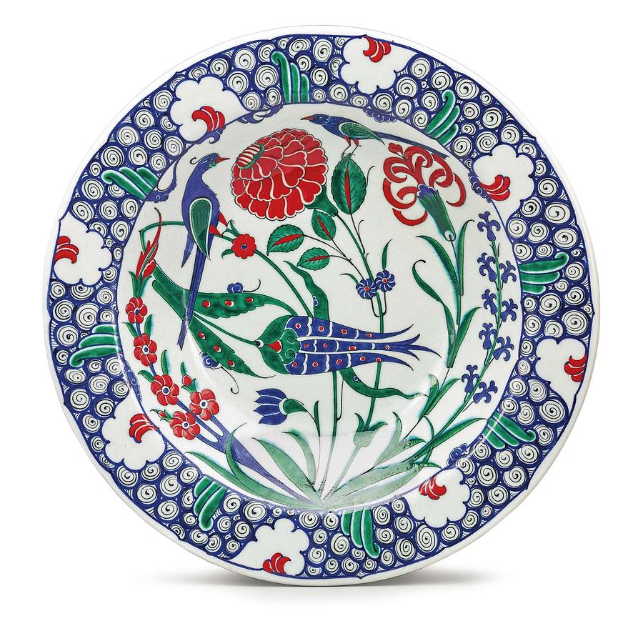 An Ottoman Iznik style floral design pottery polychrome, by Adam Asar, No 1 Painting by Celestial Images