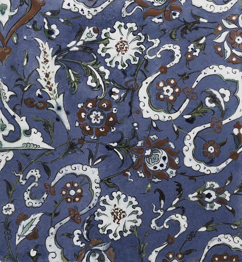 An Ottoman Iznik style floral design pottery polychrome, by Adam Asar, No 15d Painting by Celestial Images