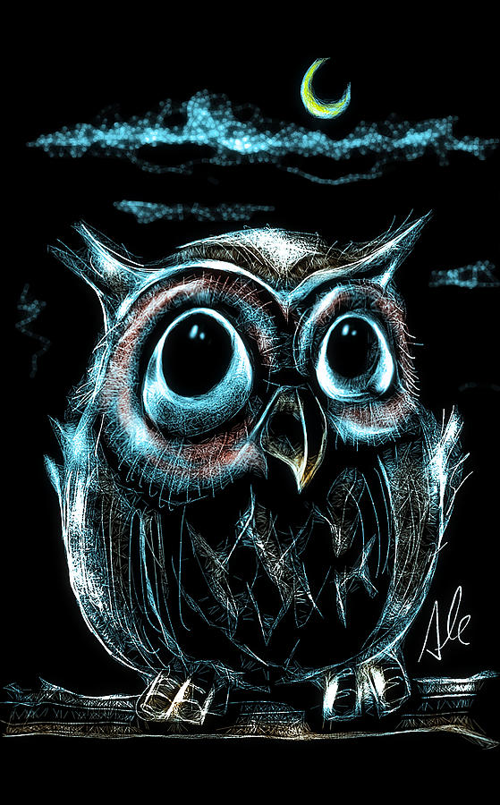 Owl Drawing - An owl friend by Alessandro Della Pietra