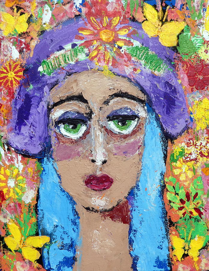 Ana and purple hat Painting by Mariana Titus | Fine Art America