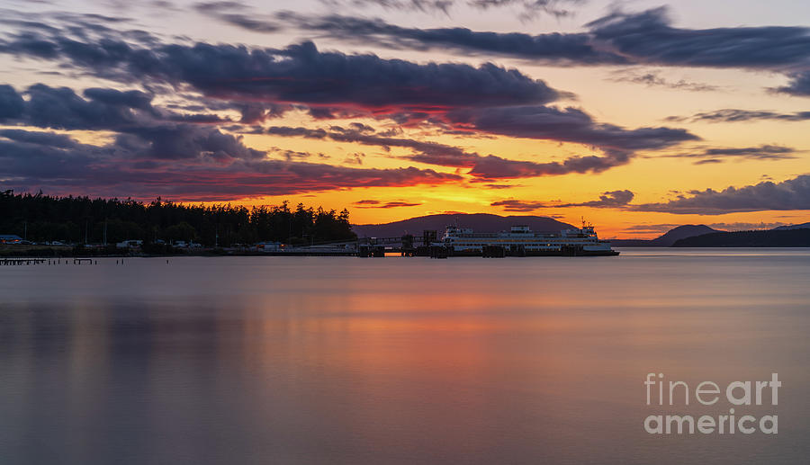 Anacortes Ferry Dock Sunset Gateway to the San Juan Islands Photograph by Mike Reid