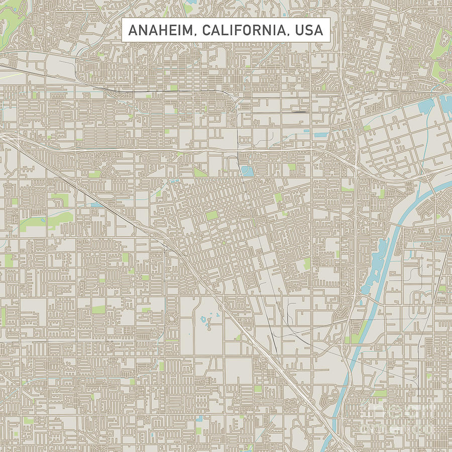 Anaheim Digital Art - Anaheim California US City Street Map by Frank Ramspott