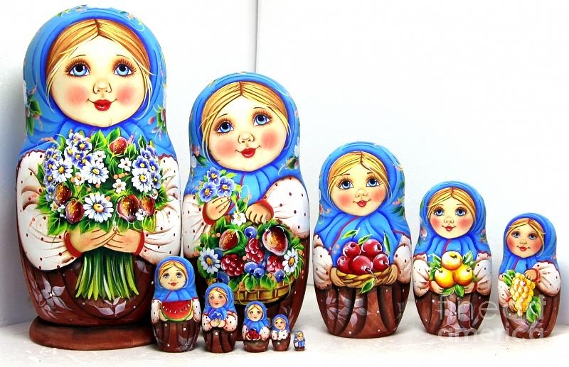 Matryoshka Doll Digital Art - Anastasia With A Bouquet  by Viktoriya Sirris