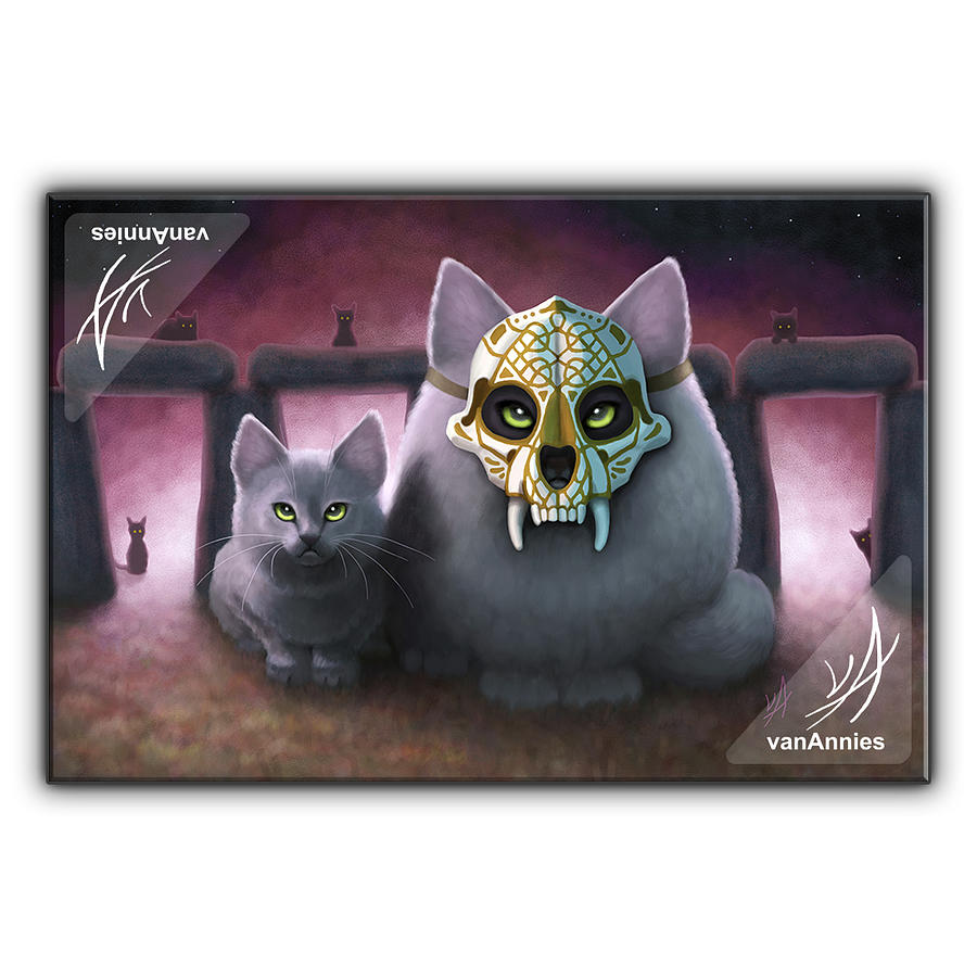 Ancestor - Sugar Skull Cat Painting by Annie Dunn