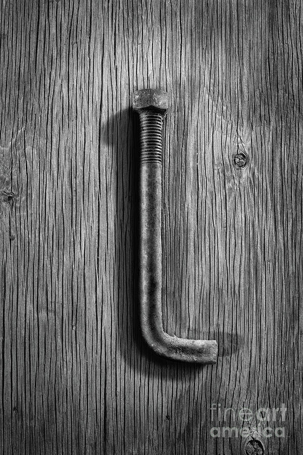 Anchor Bolt on Plywood 69 in BW Photograph by YoPedro