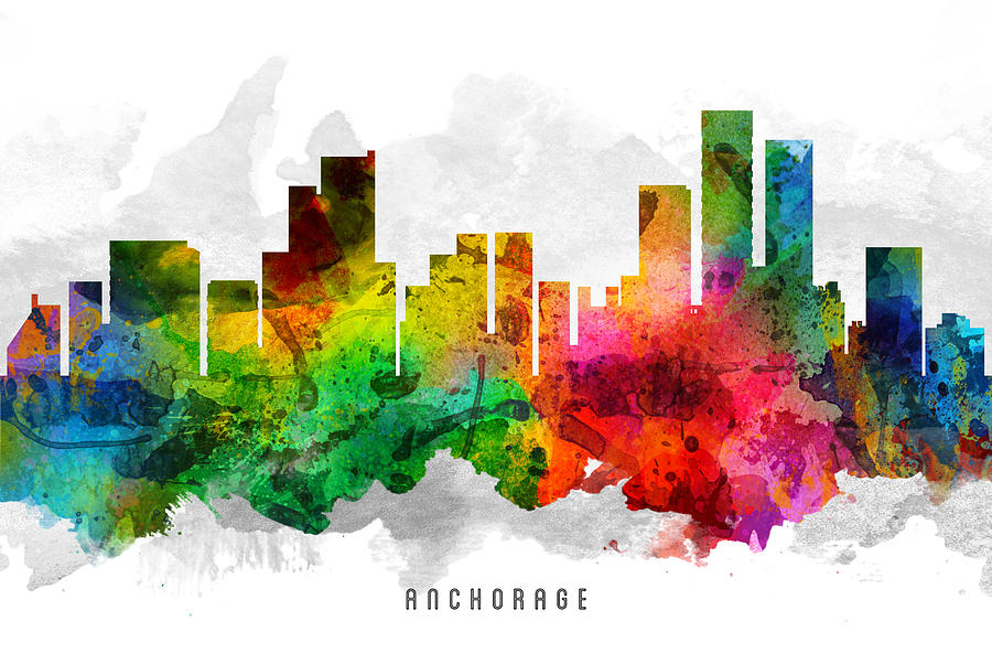 Anchorage Painting - Anchorage Alaska Cityscape 12 by Aged Pixel
