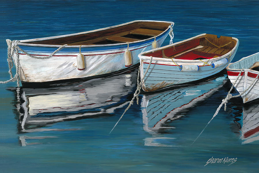 Beach Painting - Anchored Reflections II by Sharon Kearns