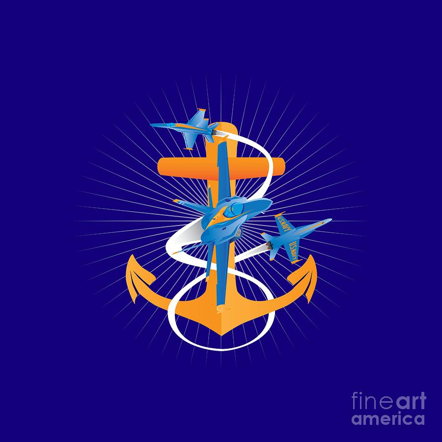 Anchors Aweigh Blue Angels Fouled Anchor Digital Art by Joe Barsin