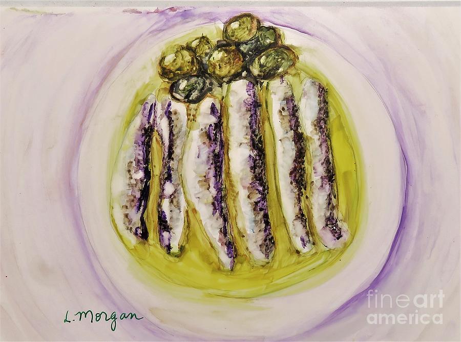 Anchovies and Olives Painting by Laurie Morgan
