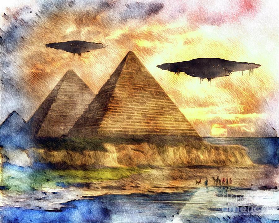 Fantasy Painting - Ancient Aliens and Ancient Egypt by Esoterica Art Agency