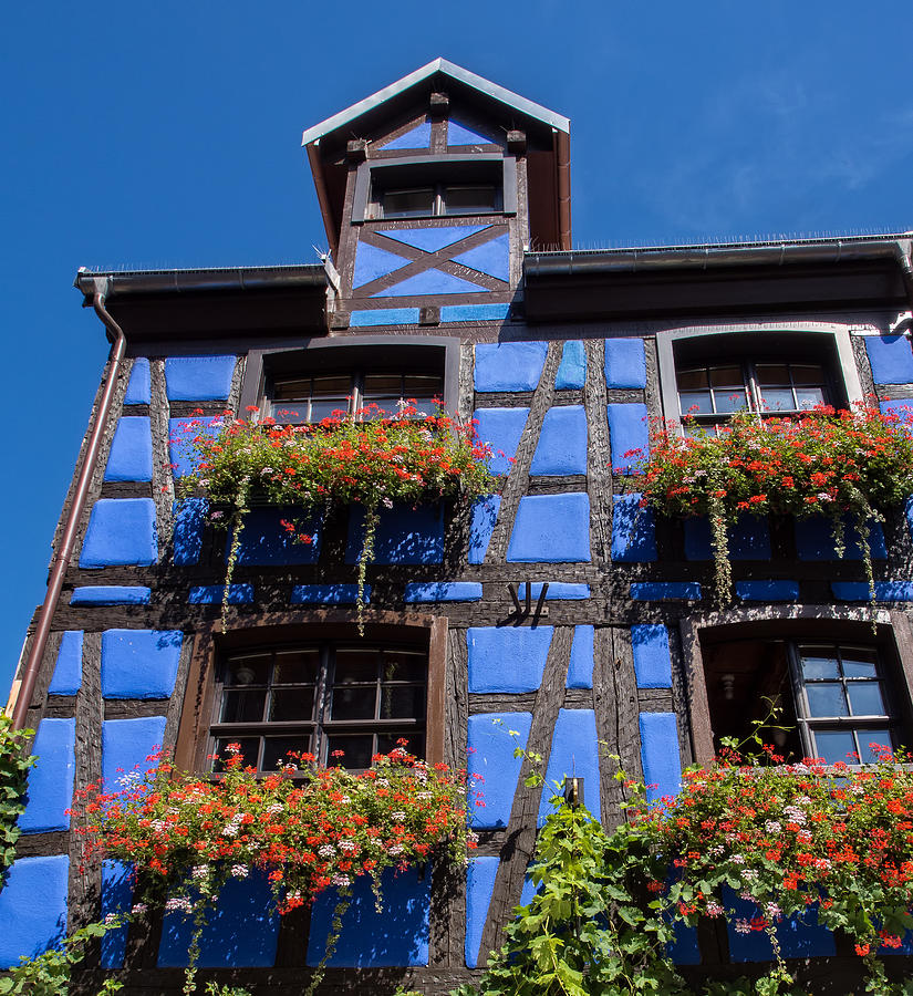 Ancient Alsace Auberge in Blue Photograph by Gary Karlsen