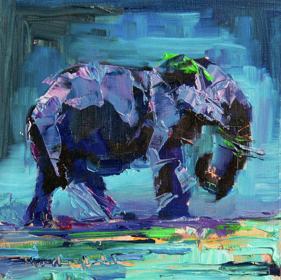 Elephant Painting - Ancient Blue by Marsha Heimbecker