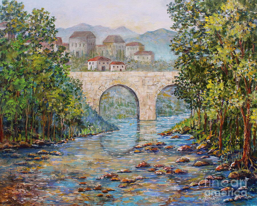 Landscape Painting - Ancient Bridge by Lou Ann Bagnall