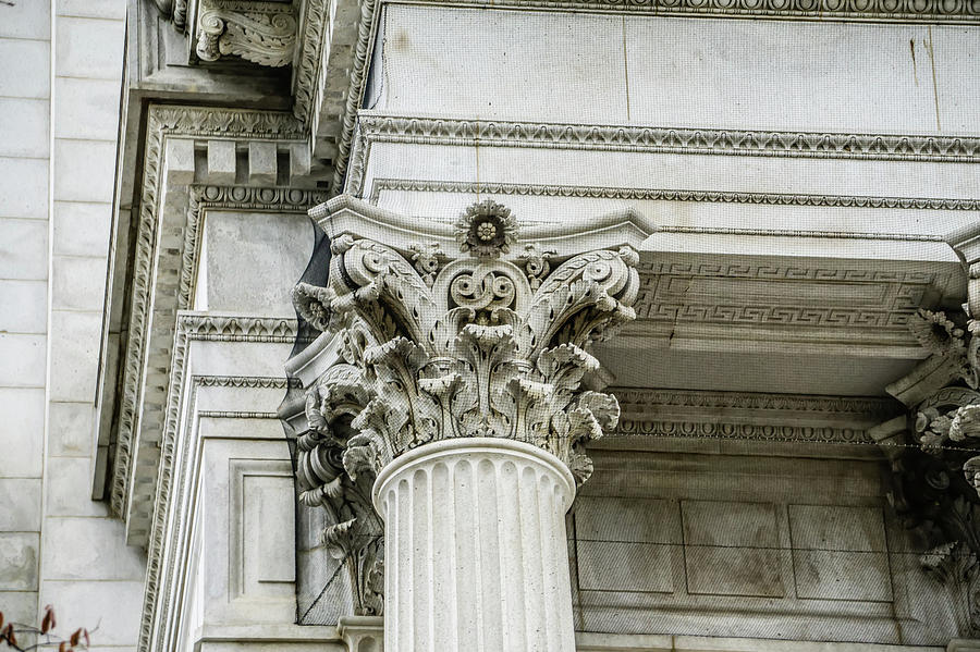 Ancient Classic Columns On Historic Building In Washington Dc ...