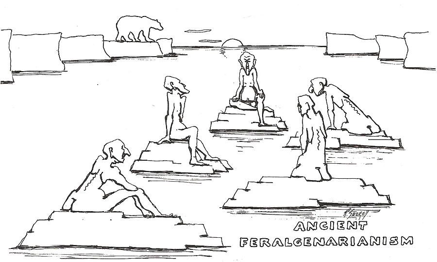 Ancient Feralgenarians Drawing by Roger Swezey