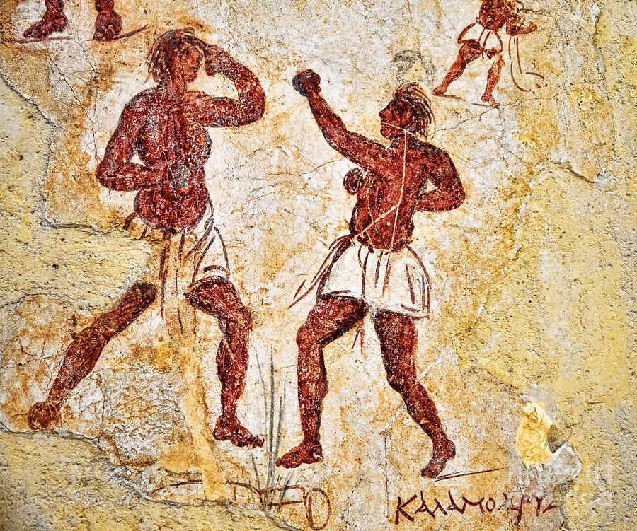 Ancient Greek Graffitti of Boxers Photograph by Brenda Kean