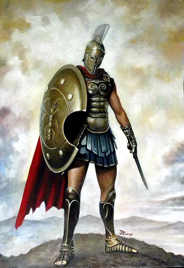 ancient-greek-warrior-painting-by-dimitris-papadakis