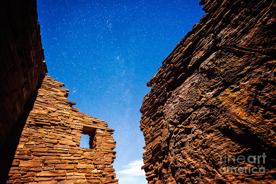 Ancient Native American Pueblo Ruins and Stars at Night Photograph by Bryan Mullennix