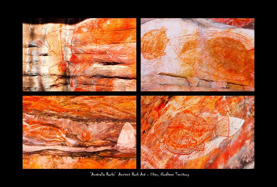 Ancient Rock Art - Fish and Hunter - Kakadu National Park Photograph by Lexa Harpell