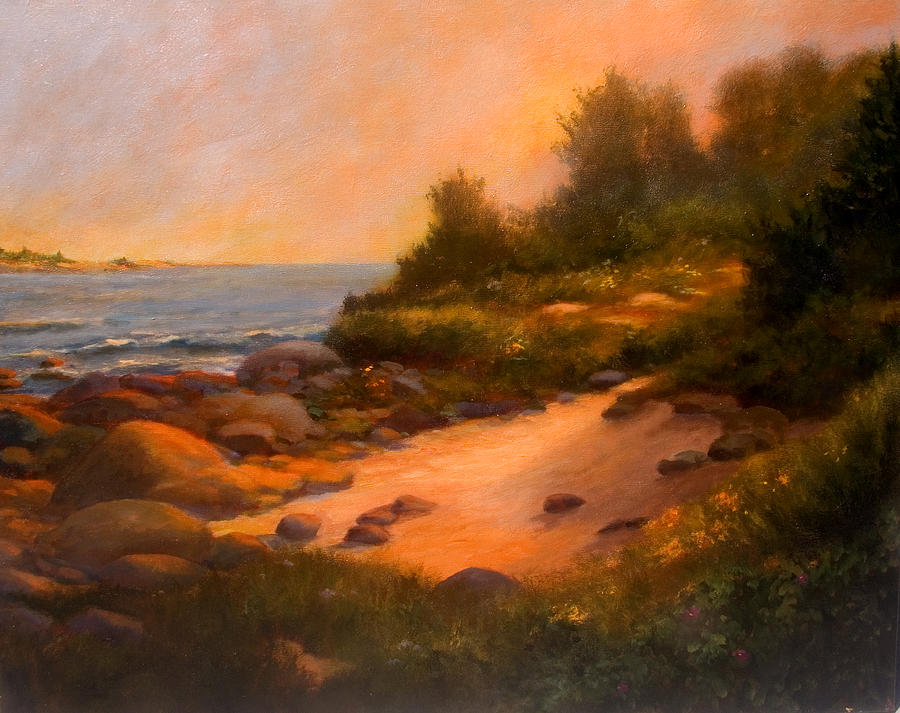 Sunset Painting - Ancient Rocks by Jan Blencowe