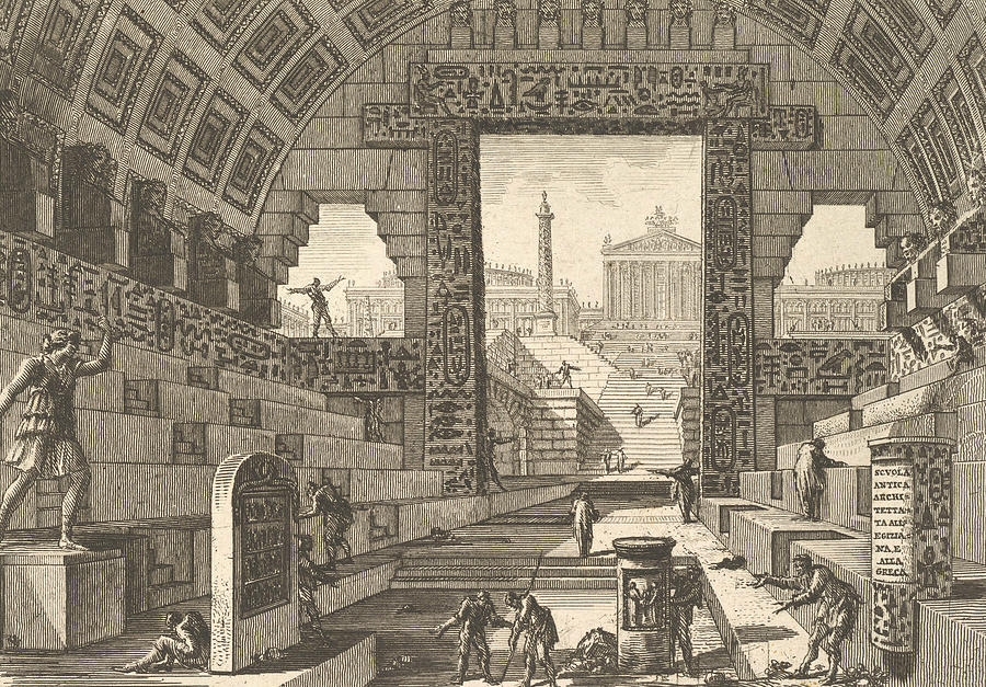 Ancient school built according to the Egyptian and Greek manners Relief by Giovanni Battista Piranesi
